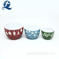 Printed Colorful Stoneware Dinnerware Ceramic Bowls Set